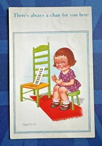 Donald McGill Comic Postcard 1937 Girl THERE'S ALWAYS A CHAIR FOR YOU HERE No 40 - Picture 1 of 2