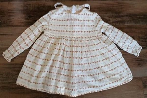 Hanna Kate Girls Size 5 Cream Brown VTG Look Cotton Prairie Dress Made In USA  - Picture 1 of 6