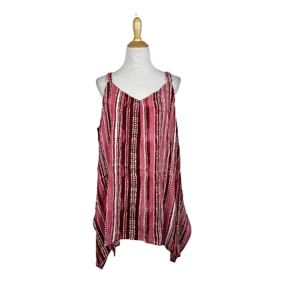 Camiseta sin mangas Millenium para mujer rosa a rayas con cuello en V talla 1X Foto 1 de 4