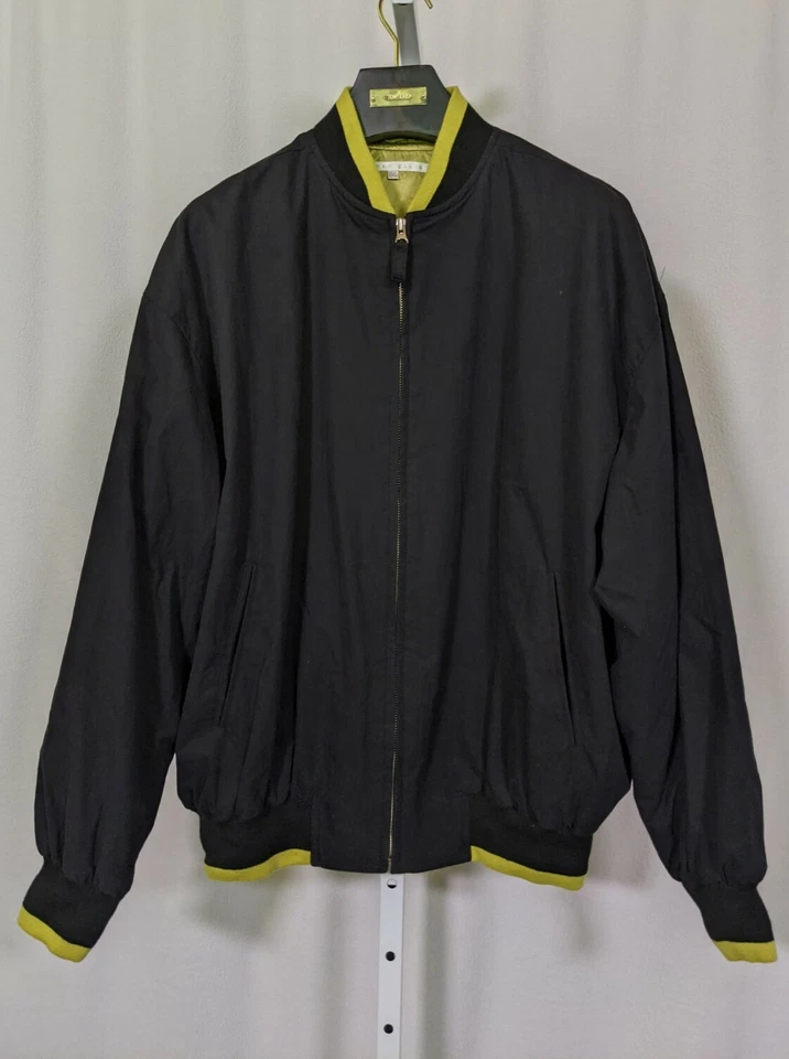 Perry Ellis Vintage 90s Chartreuse Black Bomber Windbreaker L - Image 1 of 4