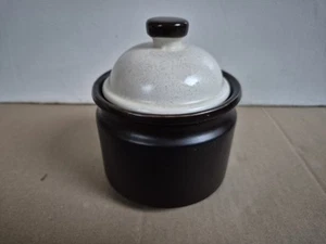 Doverstone HEATHER * Brown & Cream Stoneware Lidded Sugar Bowl / Pot Vintage VGC - Picture 1 of 6