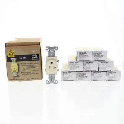 10 receptáculos de salida única Cooper Almond resistentes a manipulaciones 5-20 20A TR1877A Foto 1 de 4