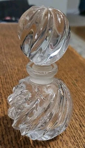 Schöner klar geschliffener Glas Kristall Parfüm Flakon mit rund geschliffenem Glas Dauber - Bild 1 von 3