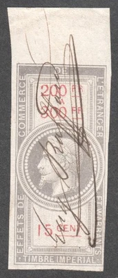 1870s FRANCE Germany Alsace Lorraine Revenue Fiscal Tax Imperforate Stamp VF - Image 1 of 2