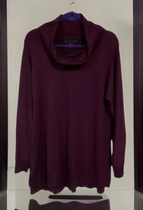 Joan Vass New York Burgundy L/S Cowl Neck Sweater  Woman’s Size XL - Picture 1 of 4