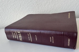 The New Oxford Annotated Bible NRSV w/Apocrypha Burgundy Genuine Leather Third - Picture 1 of 21