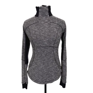 Lululemon Base Runner Half 1/2 Zip Pullover Vented Coco Pique Black Sz 6 W3C39S - Picture 1 of 10