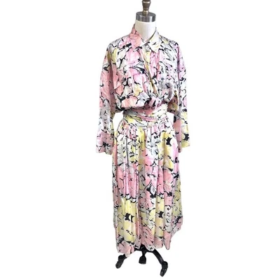 VTG 1980s Passion Design Michael Zberro Silk Skirt Set Blouse France Cottagecore - Image 1 of 4