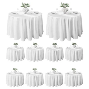 Round Tablecloth 132inch 10 Pack Polyester Table Cloth, Stain Wrinkle Resista... - Picture 1 of 6