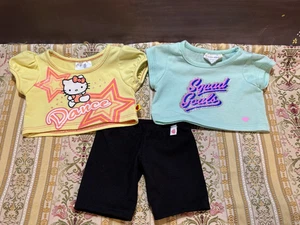 Build A Bear BAB Hello Kitty Dance Yellow Shirt Squad Goals Black Pants LOT - Picture 1 of 10