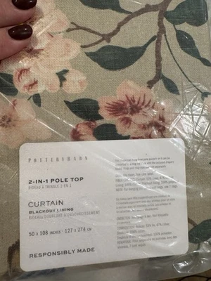 Panel de cortina apagón impreso Nola POTTERY BARN 50 x 108" verde multi pájaro cantor Foto 1 de 3