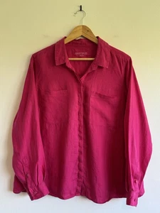 M&S Essential Collection 100% Linen Hot Pink Shirt Size UK 20 Summer Holiday - Picture 1 of 8