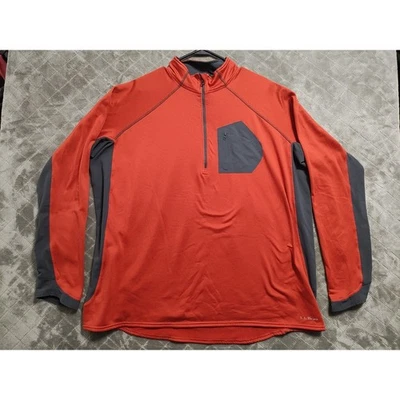 L.L Bean 1/4 Zip Athletic Knit Shirt Men's 2XL XXL Tall Long Sleeve Orange - Image 1 of 4