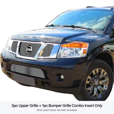 Rejilla de acero inoxidable APS pulido para 08-15 Nissan Armada GR14FGG79S Foto 1 de 3