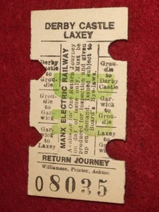 MANX ELECTRIC RAILWAY TICKET - DERBY CASTLE LAXEY RTN #3 - Picture 1 of 1