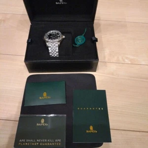 A BATHING APE Men's Automatic Watch 6 BAPEX Silver Black Crystal NEW - Picture 1 of 8