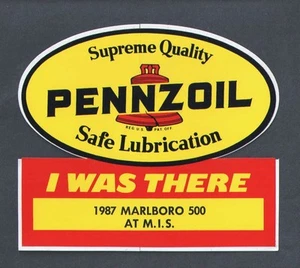 Vtg CART Indy Car Pennzoil 1987 Marlboro 500 Michigan Int Speedway Sticker Decal - Picture 1 of 2