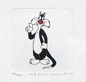 Warner Bros Signed Limited Edition Hand Etching "Sylvester" The Cat Looney Tunes - Bild 1 von 3