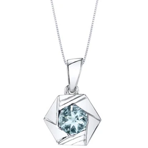 Aquamarine Sterling Silver Cirque Pendant Necklace 0.75 Carats - Picture 1 of 2