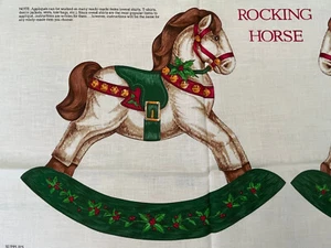 Christmas Rocking Horse Appliques Fabric Panel Decorative Sewing Cranston - Picture 1 of 9