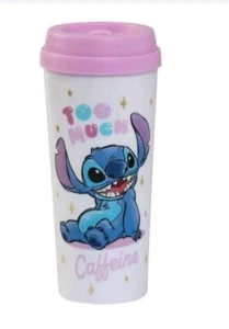 Brand New Disney Lilo & Stitch Travel Mug- TOO MUCH CAFFEINE - 20cm Tall - Picture 1 of 1
