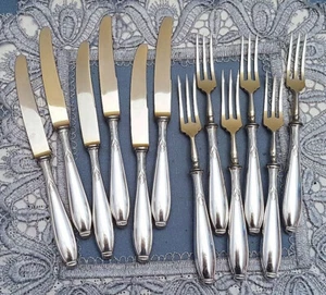 Wunderschönes antikes versilbertes Obstbesteck WMF 1400 Lilie Jugendstil Dekor - Bild 1 von 4