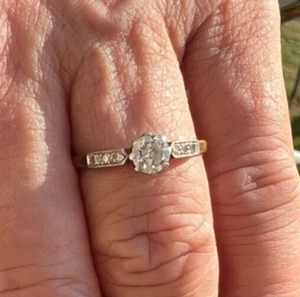 Vintage 18ct and Platinum 0.50ct 1/2ct Diamond Solitaire Ring Size N 1/2 - Picture 1 of 10
