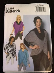 Butterick Pattern B6291 Tunic Pullover Wrap Cowl Shawl Plus Size LRG XLG XXL - Picture 1 of 2
