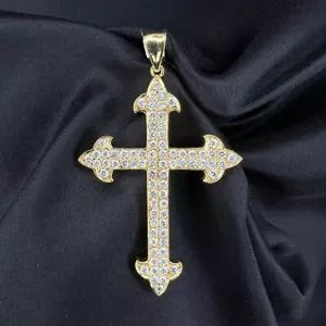 CIONDOLO A CROCE DIAMANTE BIANCO E NERO REVERSIBILE ORO GIALLO 10K (AD2002378) - Foto 1 di 3
