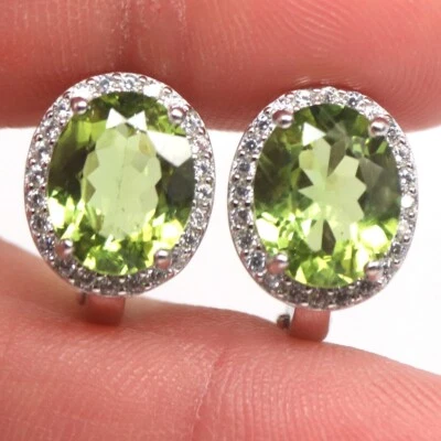 SHOLA Echt Natürlicher Peridot Ohrringe 925 Sterlinsilber E495 - Bild 1 von 4