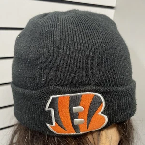 Cincinnati Bengals Men Hat OS Black Knit Beanie with Logo - Picture 1 of 6