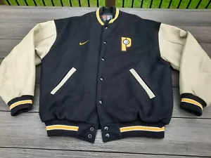 Vintage Nike Pittsburgh Steeler Jacket Mens L Letterman Varsity Wool Leather NFL - Picture 1 of 11