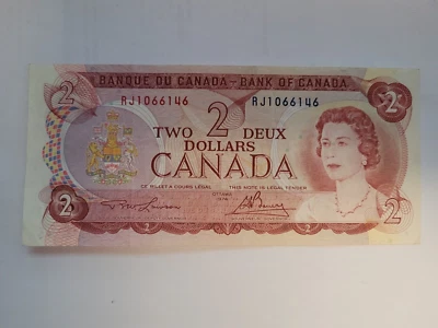 1974 Canada $2 Dollar HRH Queen Elizabeth II  #RJ1066146 RWL/GKB Bank Note - Image 1 of 2