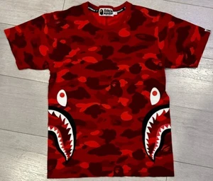 BAPE sleeve shark red camo T-shirt A Bathing Ape Size Small S Great Condition - Picture 1 of 7