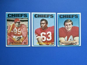 1972 Topps #10 Otis Taylor #35 Willie Lanier #82 Ed Podolak 3 x LOTE KC Chiefs - Imagen 1 de 14
