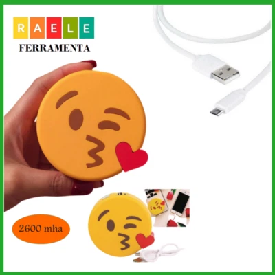Power bank caricatore cellulare portatile carica batteria usb emoticon 2600mha - Immagine 1 di 2