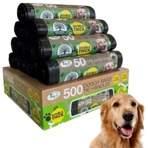 500x TidyZ Doggy Poop Bags with Tie Handles On Roll Extra Large Double Thick - Picture 1 of 3