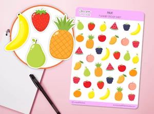 Obstplaner Aufkleber Sommer tropische Früchte gesunde Ernährung Tagebuch Bullet Journal - Bild 1 von 2
