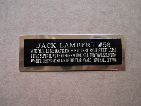 Jack Lambert Football Card Pittsburgh Steelers Card Plaque Nameplate 1" X 3" Cover