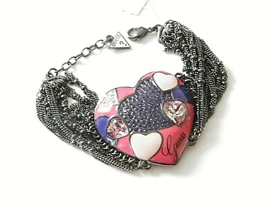 GUESS Damen Armband Edelstahl 20 cm funkelnde Zirkonia Herz & Liebe Trendig Chic - Bild 1 von 3
