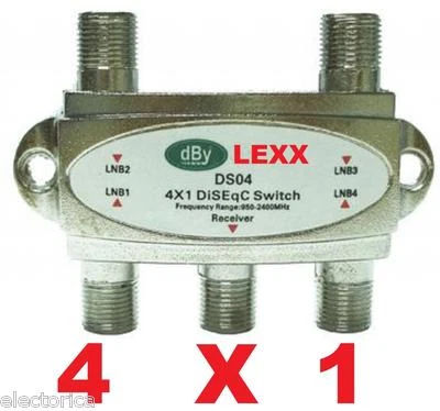 HIGH QUALITY 4X1 DISEqC SWITCH SATELLITE FTA LNB JYNXBOX DREAMLINK FREESAT  - Image 1 of 4