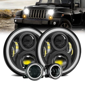 7'' Projector Headlights & 4inch LED Fog Lights Fits For Jeep Wrangler JK 07-17 - Picture 1 of 12