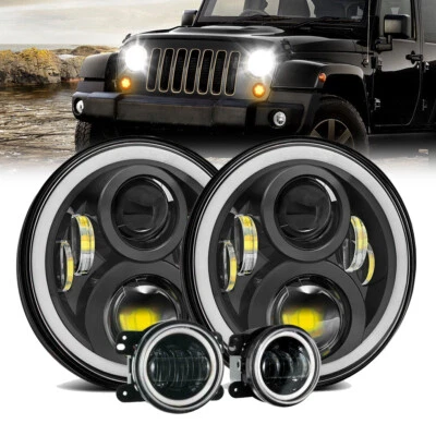 7'' Projector Headlights & 4inch LED Fog Lights Fits For Jeep Wrangler JK 07-17 - Image 1 of 4