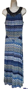 Maxi Vestido Cato C EST.1946 Mujer Talla Mediana P Azul Sin Mangas Adornado - Imagen 1 de 4