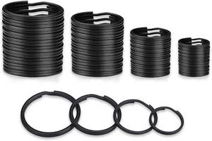 40 Pack Key Ring Keychain Mix 4 Sizes Black Metal Flat Split Key Chains Rings... - Picture 1 of 7