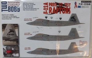 Two Bobs Decals 1/72 F-22A "Press to Test Raptors" #72-056 OOP/RARITÄT/RAR - Bild 1 von 5