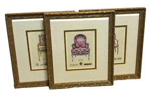 Set 3 Bombay Company English 18th Century Antique Chair Portraits Gold Frame 8x9 - Picture 1 of 10