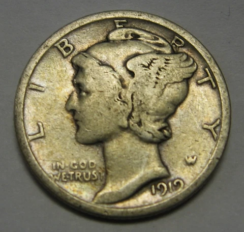 1919 Mercury Head Silver Dime in Lower Grade Ideal For Beginning Collectors Cover