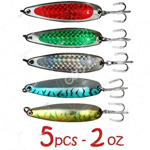 5pcs 2oz 5-color chrome crocodile Spoon trolling flutter Casting jig Metal Lure - Picture 1 of 9