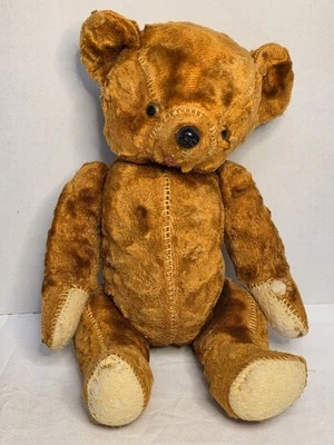 Antigua lengua de oso de peluche jorobado de felpa de seda roja alemana de 13" que muestra articulada  Foto 1 de 4